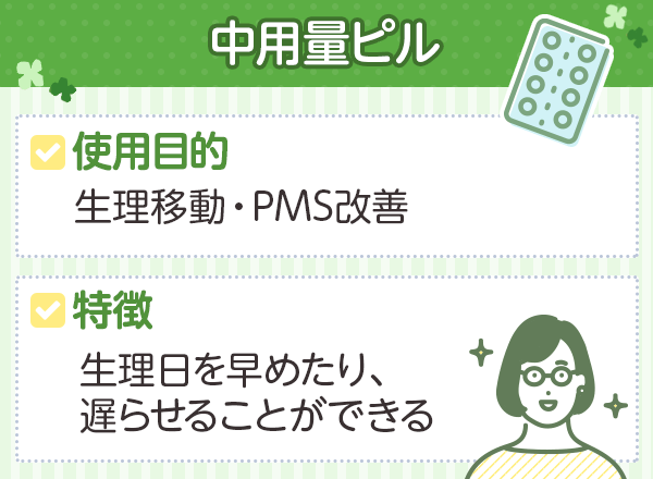 中用量ピルは生理移動の効果を期待できる
